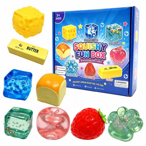 8-Piece Squishy Toy Set with Butter & Strawberry