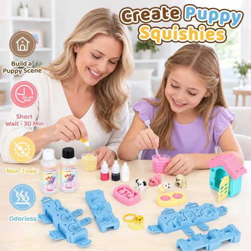 All-in-One DIY Puppy Squishy Kit with Dollhouse Scene